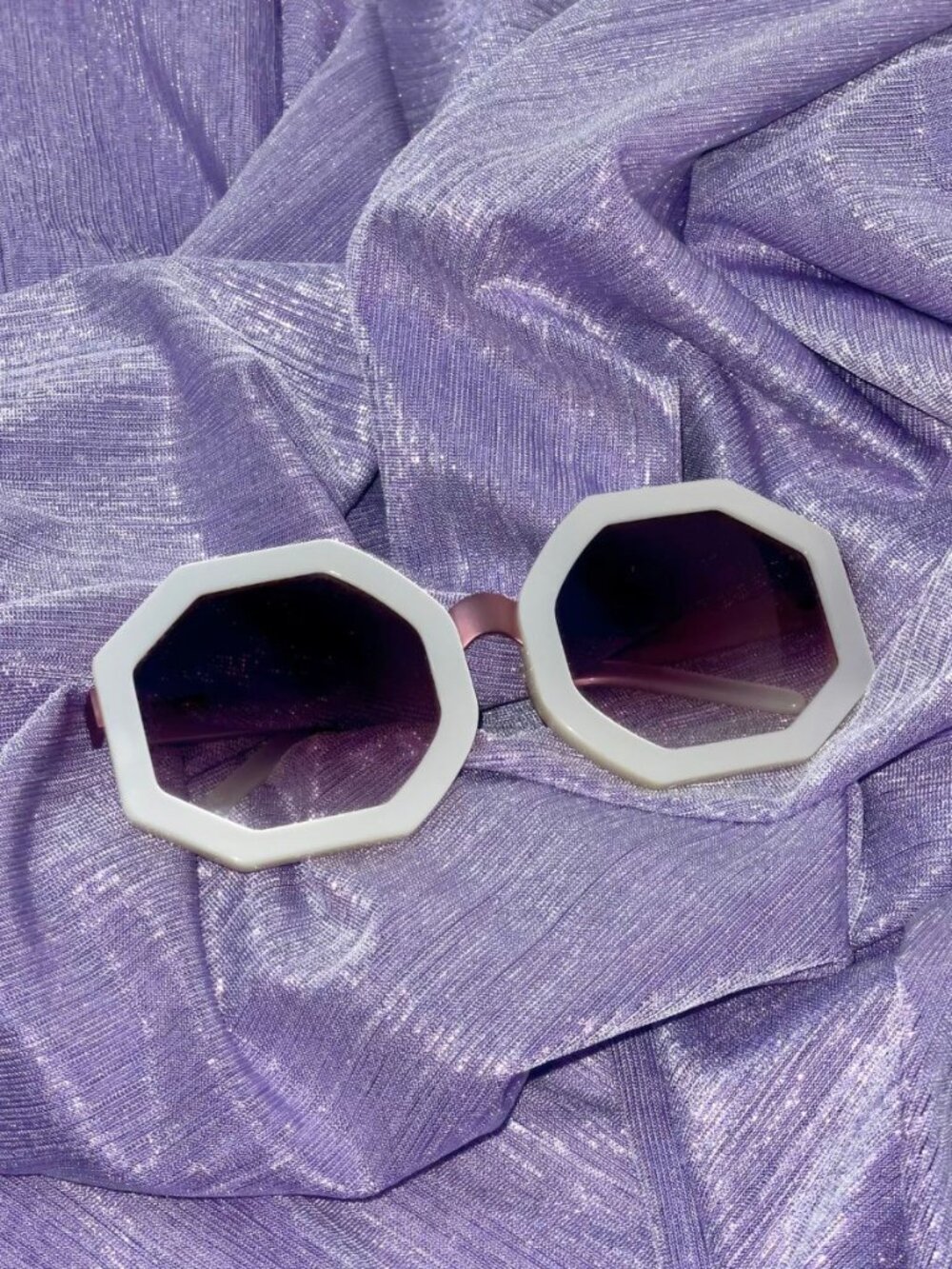 Wildfox Ava Pearl Octagon Frame Sunglasses with Rose Gold Accents